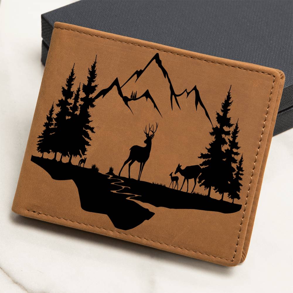 Hunting Deer Leather Wallet