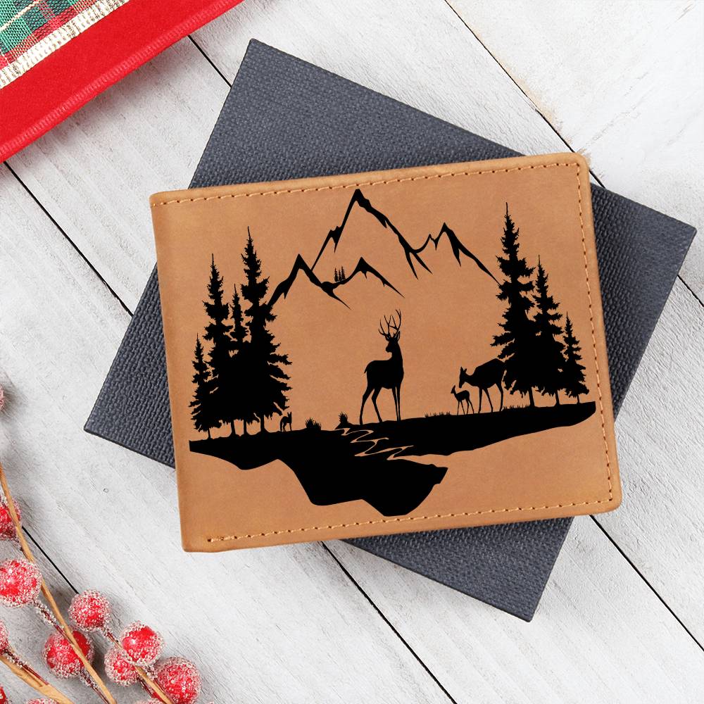 Hunting Deer Leather Wallet