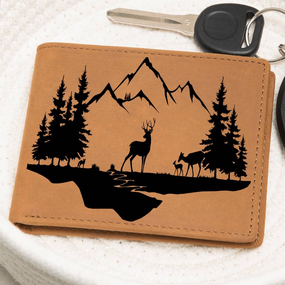 Hunting Deer Leather Wallet