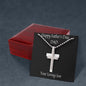 Happy Father's Day Necklace Cross, Dad Gift from Son, Message Card Necklace