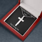 Happy Father's Day Necklace Cross, Dad Gift from Son, Message Card Necklace