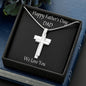 Happy Father's Day Necklace Cross, Dad Gift from Son and Daughter