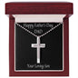 Happy Father's Day Necklace Cross, Dad Gift from Son, Message Card Necklace
