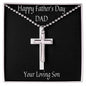 Happy Father's Day Necklace Cross, Dad Gift from Son, Message Card Necklace