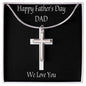 Happy Father's Day Necklace Cross, Dad Gift from Son and Daughter