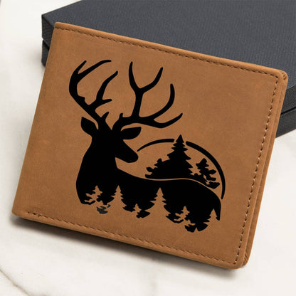 Hunting Deer Leather Wallet