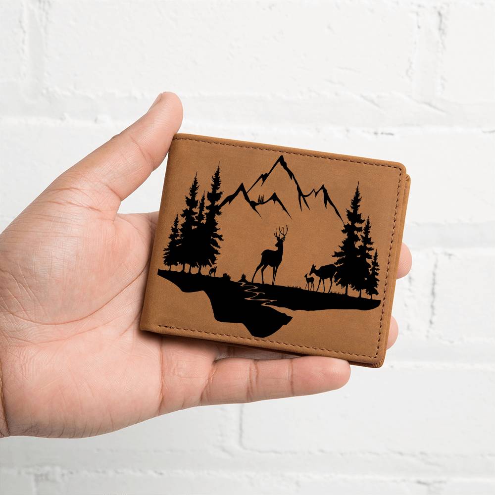Hunting Deer Leather Wallet