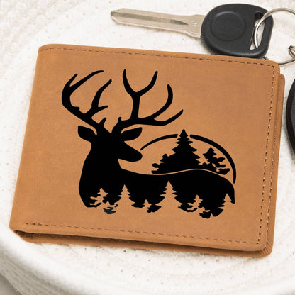 Hunting Deer Leather Wallet