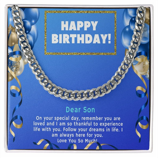 Son Gifts Necklace, Happy Birthday To Our Son, Cuban Link Chain, Gift for Son