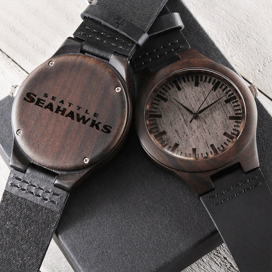 Seattle Seahawks Men's Watch Gift, The 12th Man, Engraved Wooden Watch, Luxury Box, Gifts for Dad, Graduate Gifts, Birthday Gifts