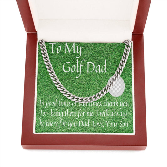 Golf Gifts For Men, To My Golf Dad, Cuban Chain Necklace, Gift for Dad, Gift from Son
