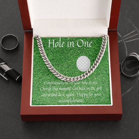 Golf Gifts For Men, Hole in One, Cuban Link Chain, Gift for Friend, Gift for Son, Gift from Mom