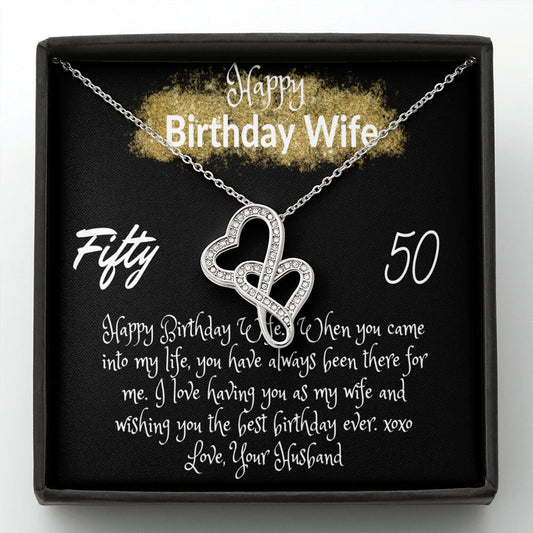 Fifty 50, To My Wife, I Love You Necklace, Wife Gift,  Milestone Gifts, Gift from Husband