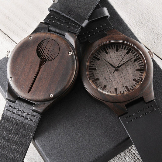 Men's Golf Watch Gift, Golf Fan, Anniversary Gifts, Engraved Wooden Watch, Gifts for Son, Gifts for Him, Father's Day Gifts, Graduate Gifts,
