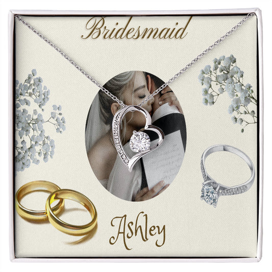 Bridesmaid Necklace, Name Card Jewelry, Custom Message Card, Heart Necklace for Bridesmaid