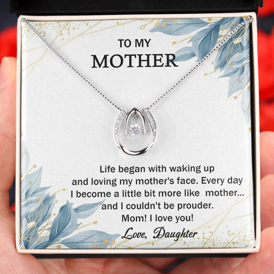 MOTHER DAY, Mother's Day Necklace, Message Card Mom, Lucky Necklace