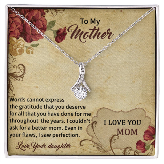 BIRTHDAY MOM Necklace, Message Card Mom, Alluring Beauty Necklace