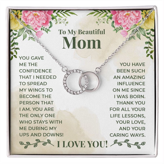 Birthday Mom, To My Beautiful Mom Necklace, Perfect Pair, Cubic Zirconia Necklace
