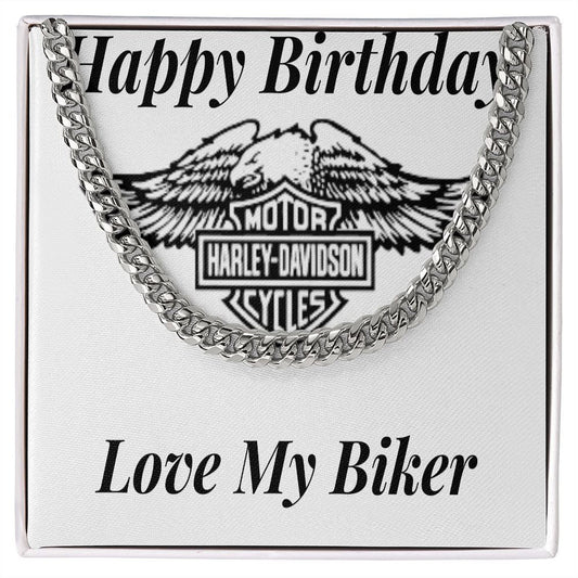 Harley Rider Link Chain Necklace, Birthday Gift for Dad, Gift for Husband from Wife