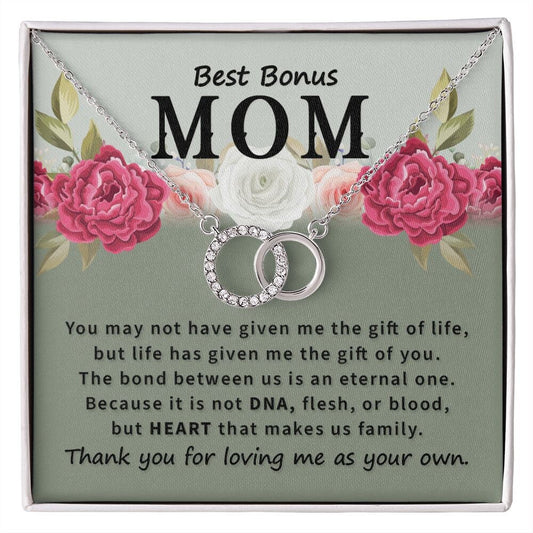 Best Bonus Mom Necklace, Perfect Pair Cubic Zirconia Necklace, For Mom's Birthday